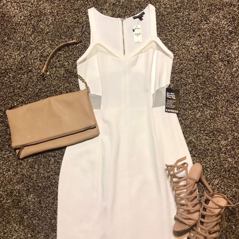 Express White Mesh Party / Cocktail Dress